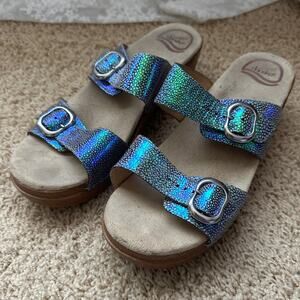 Dansko Sophie Metallic Comfort Wedge Slide Sandal 39